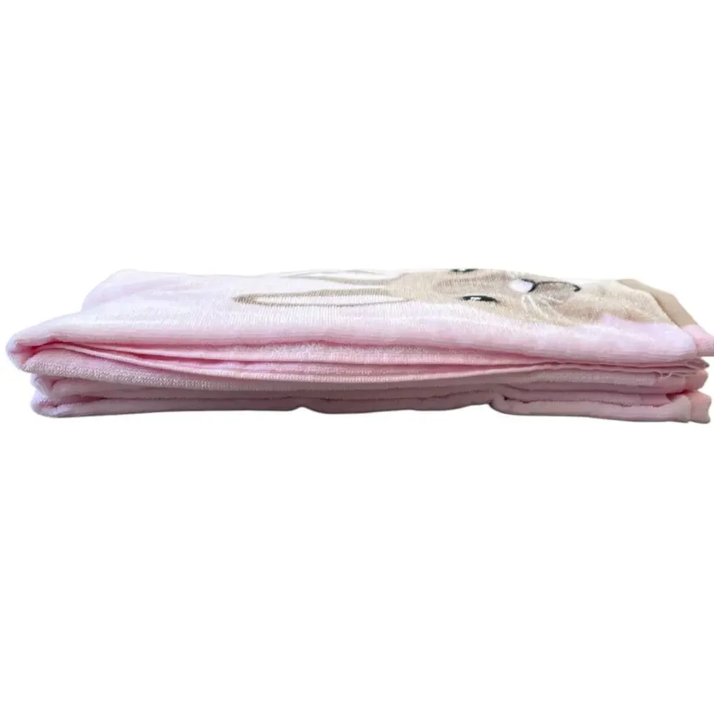 ISAAC MIZRAHI Pink Bunny Rabbit Cotton Kitchen Towels 19x28 Set of 3 Spring New
